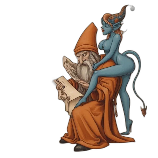 dragon, staff, hat, fantasy art transparent PNG cut-out