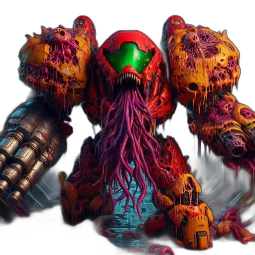robot, creature, mask, weapon transparent PNG cut-out