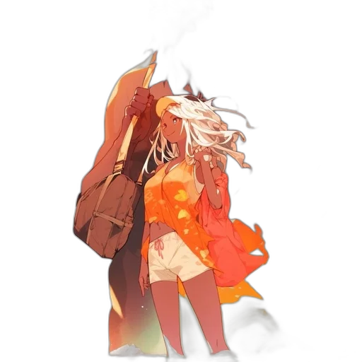 jacket, dress, staff, weapon transparent PNG cut-out