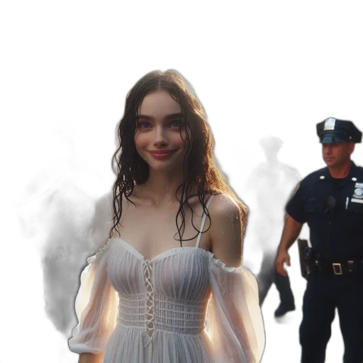 dress, creature, weapon, face transparent PNG cut-out