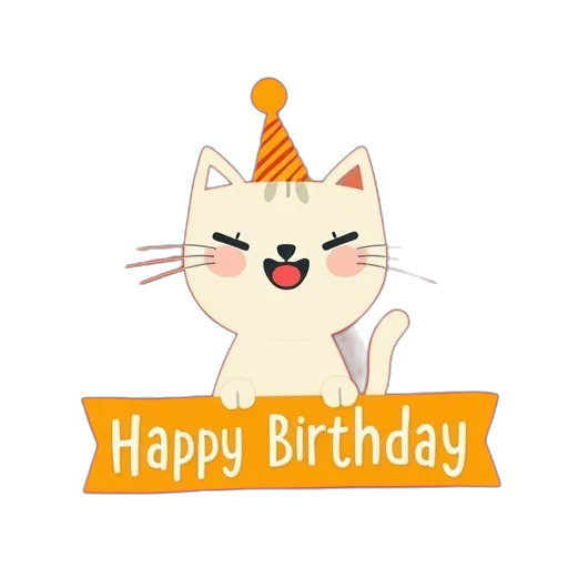happy, cat, birthday, card transparent PNG cut-out