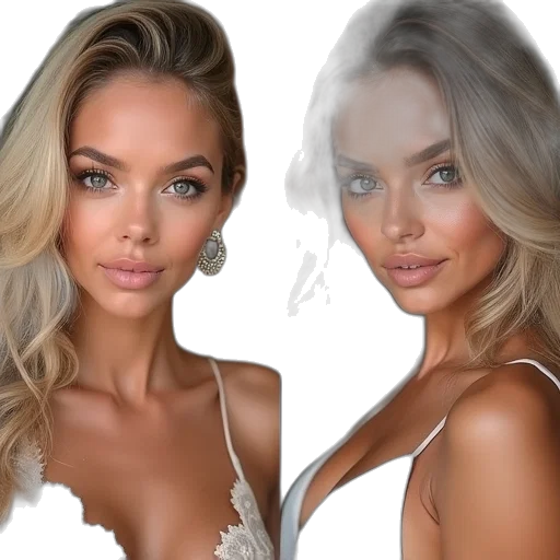 face, jewelry, hair, photorealistic transparent PNG cut-out