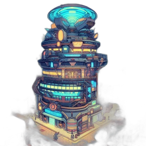 building, robot, concept art, fantasy art transparent PNG cut-out