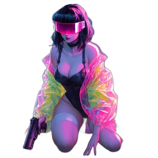 jacket, robot, weapon, mask transparent PNG cut-out