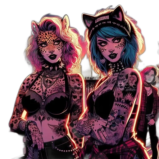 comic book art, concept art, cyberpunk, fantasy art transparent PNG cut-out
