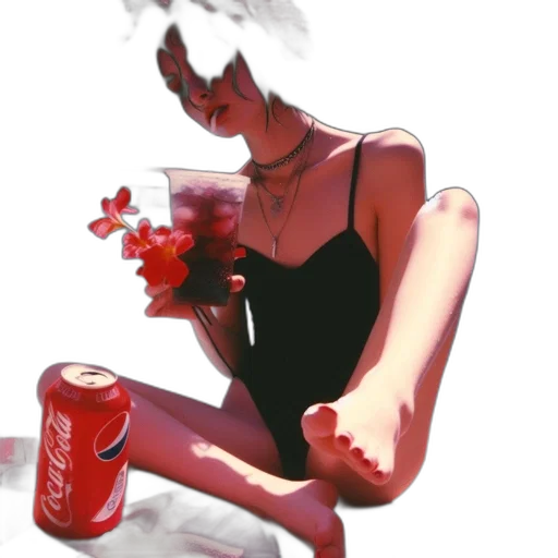 bottle, dress, flower, creature transparent PNG cut-out