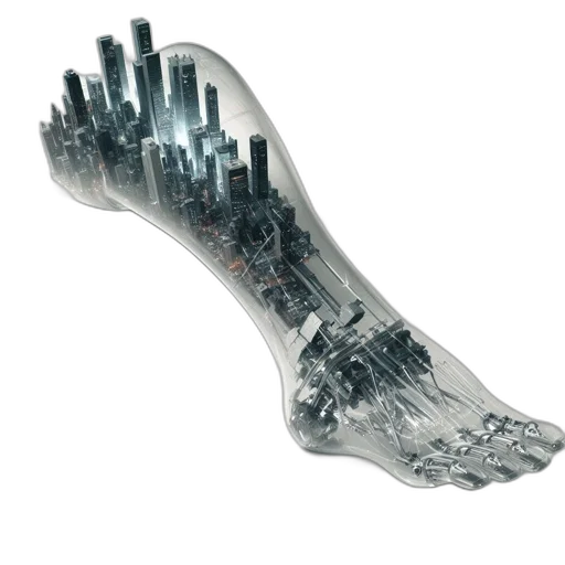 shoes, cyberpunk, 3d render, concept art transparent PNG cut-out