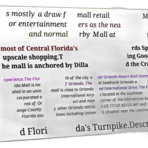florida, mall, located, unincorporated transparent PNG cut-out