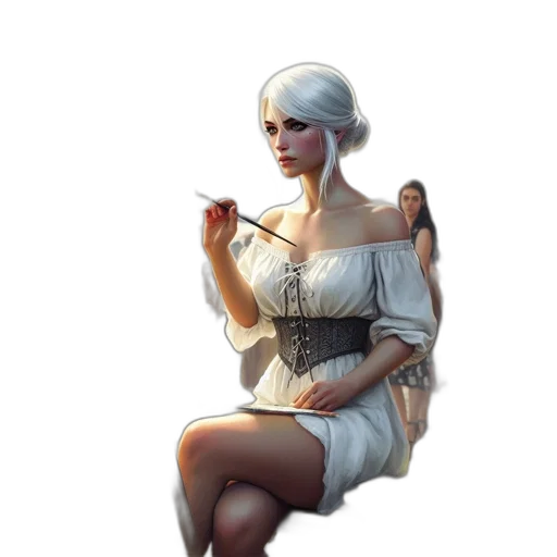 dress, staff, jewelry, weapon transparent PNG cut-out
