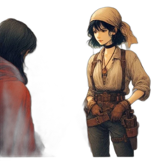 jacket, hat, weapon, staff transparent PNG cut-out