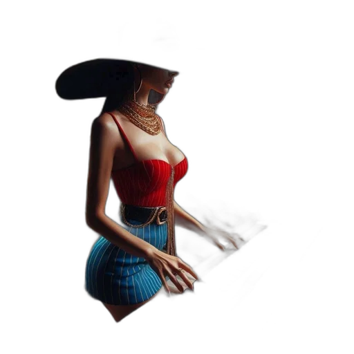 hat, dress, jewelry, 3d render transparent PNG cut-out