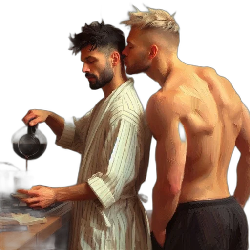 food, hair, staff, oil painting transparent PNG cut-out