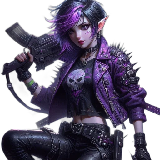 jacket, weapon, staff, cyberpunk transparent PNG cut-out