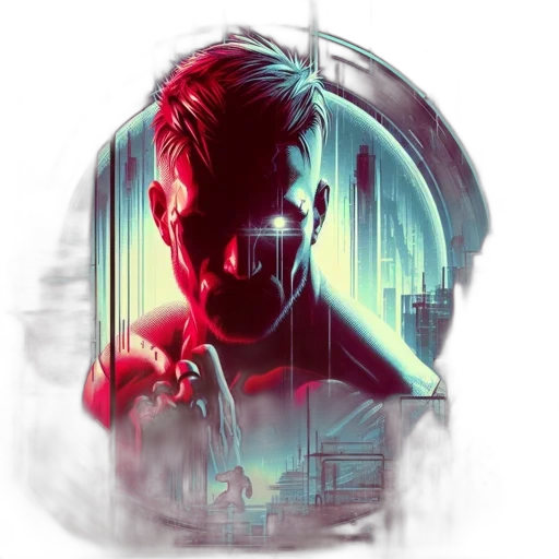 face, mask, jacket, cyberpunk transparent PNG cut-out