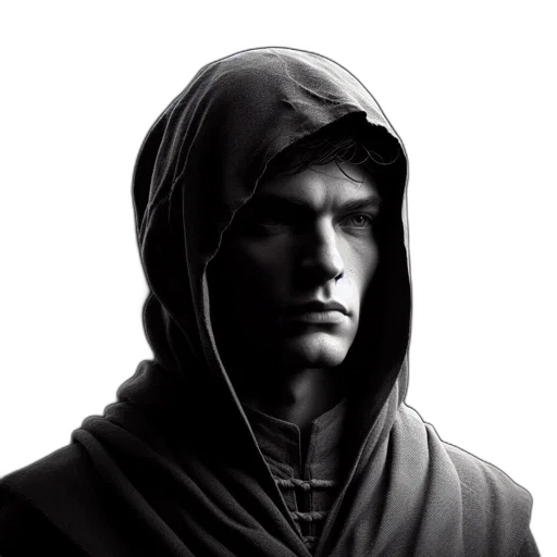 face, jacket, staff, sword transparent PNG cut-out