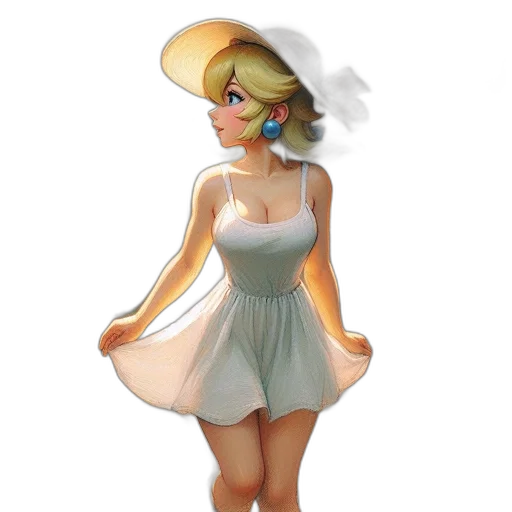dress, hat, concept art, 3d render transparent PNG cut-out