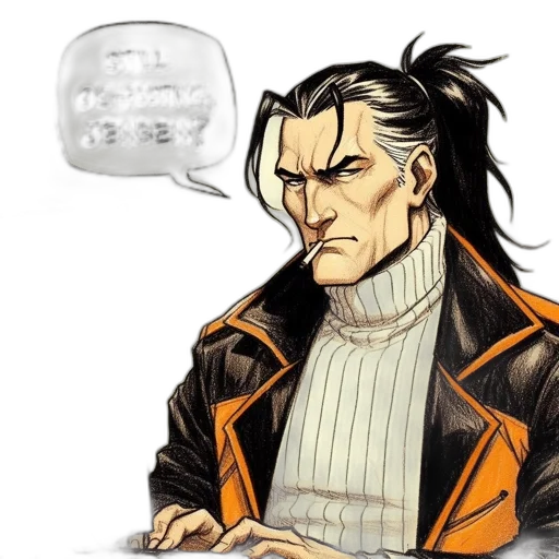 jacket, face, hair, comic book art transparent PNG cut-out