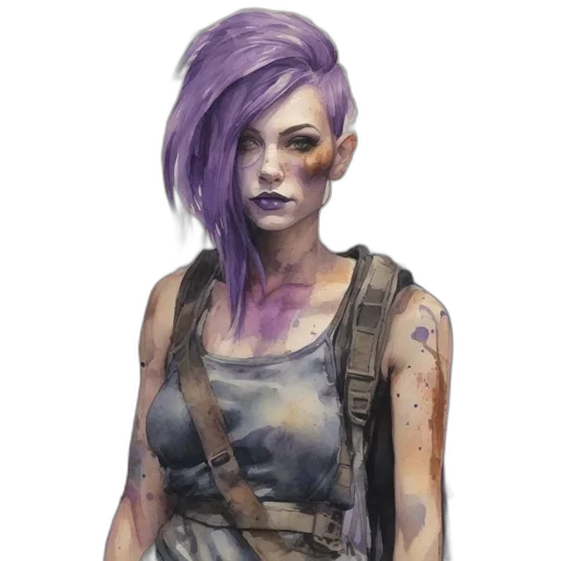 concept art, fantasy art, cyberpunk, watercolor transparent PNG cut-out