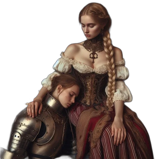 dress, jewelry, oil painting, fantasy art transparent PNG cut-out