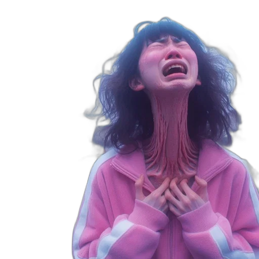 creature, face, jacket, vaporwave transparent PNG cut-out