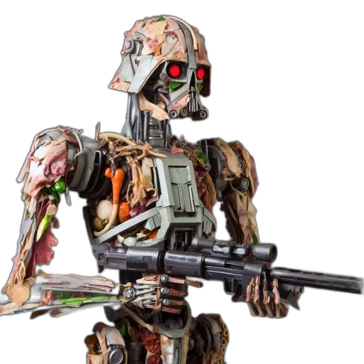 robot, weapon, concept art, 3d render transparent PNG cut-out