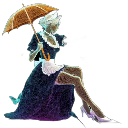 umbrella, dress, staff, concept art transparent PNG cut-out
