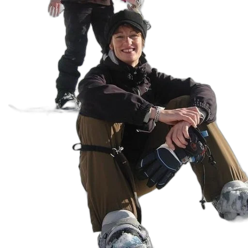 staff, woman, sits, snow transparent PNG cut-out