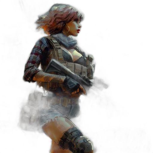 weapon, robot, jacket, face transparent PNG cut-out