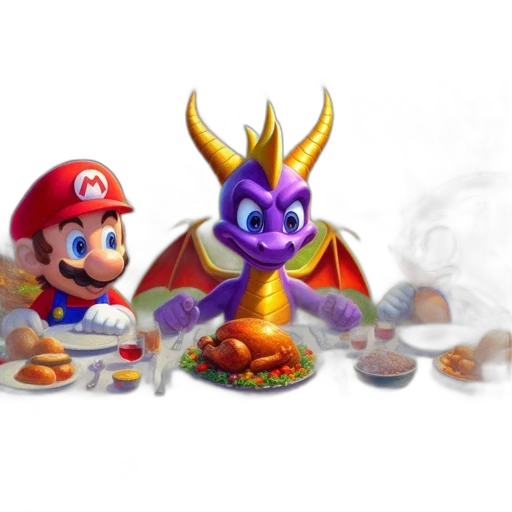 dragon, food, 3d render, concept art transparent PNG cut-out