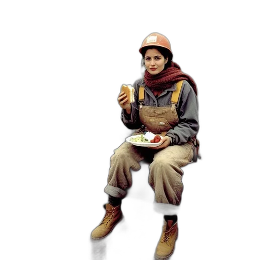staff, food, hat, jacket transparent PNG cut-out