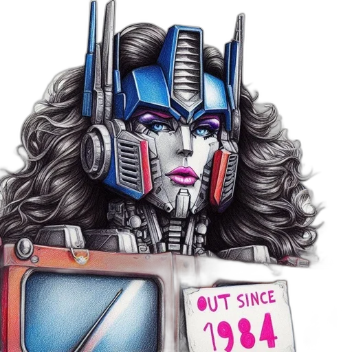 robot, vaporwave, cyberpunk, comic book art transparent PNG cut-out
