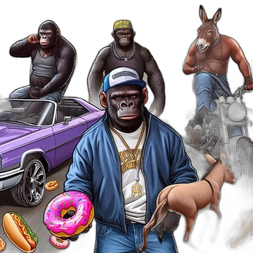 car, animal, concept art, photorealistic transparent PNG cut-out