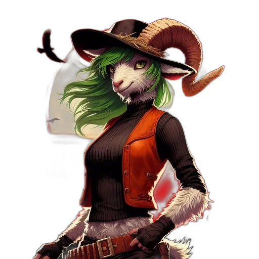 staff, hat, animal, fantasy art transparent PNG cut-out