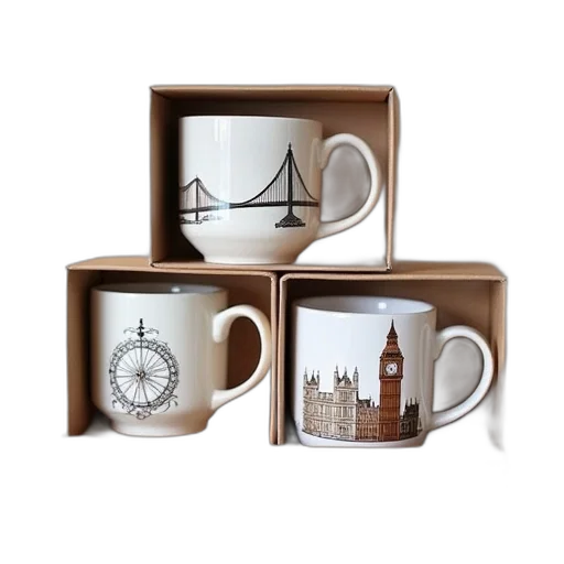 photorealistic, three, ceramic, london transparent PNG cut-out