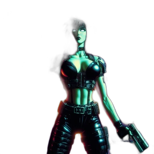 robot, weapon, staff, cyberpunk transparent PNG cut-out
