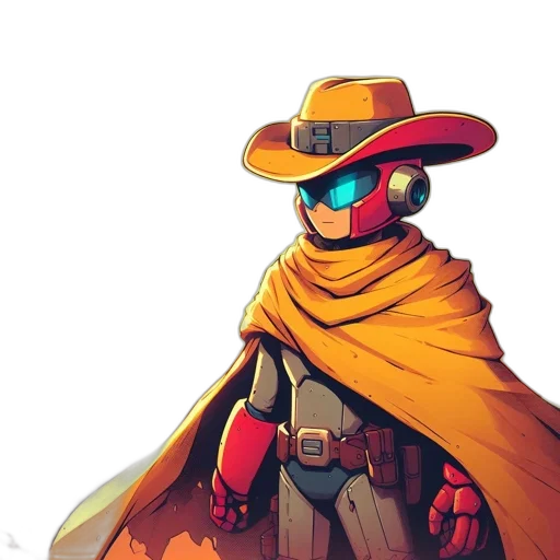 robot, jacket, mask, staff transparent PNG cut-out