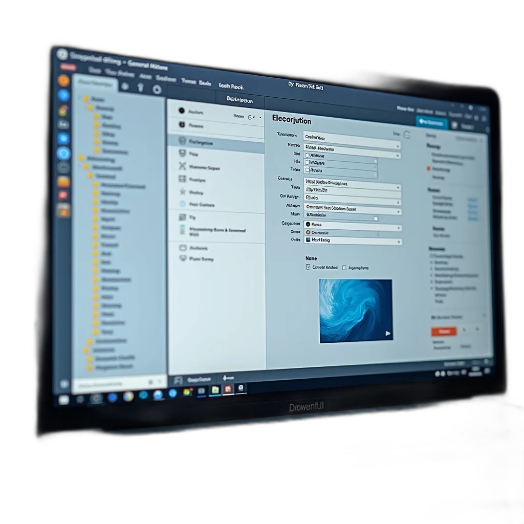 3d render, computer, screen, displaying transparent PNG cut-out