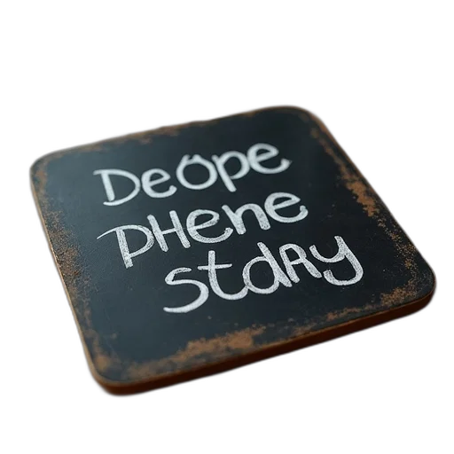 wooden, table, chalkboard, coasters transparent PNG cut-out