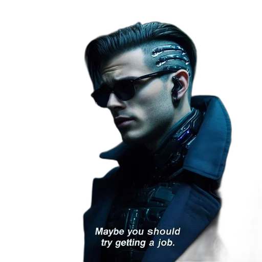 robot, hair, jacket, face transparent PNG cut-out
