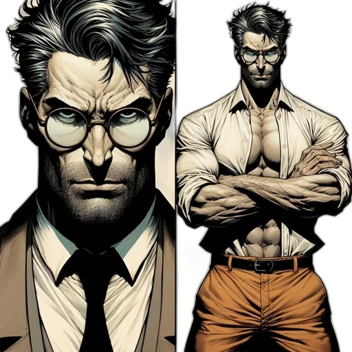 comic book art, concept art, earth tones, two transparent PNG cut-out