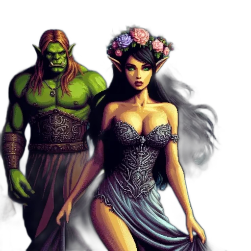 dress, fantasy art, comic book art, concept art transparent PNG cut-out