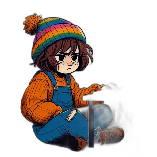 hat, jacket, pixel art, watercolor transparent PNG cut-out