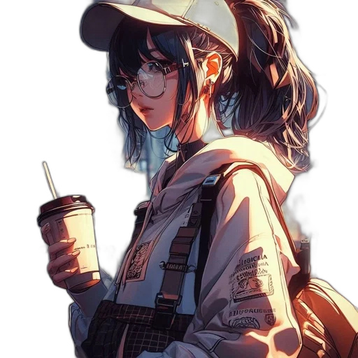 jacket, hat, staff, weapon transparent PNG cut-out