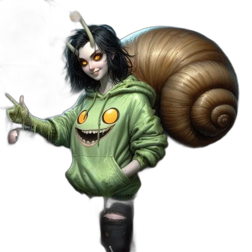 creature, jacket, hair, staff transparent PNG cut-out