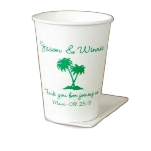 two, personalized, paper, cups transparent PNG cut-out