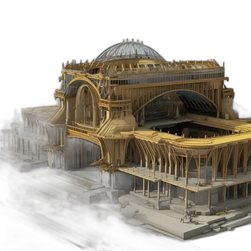 building, concept art, 3d render, fantasy art transparent PNG cut-out