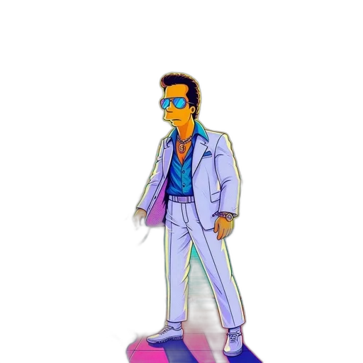 jacket, robot, staff, vaporwave transparent PNG cut-out