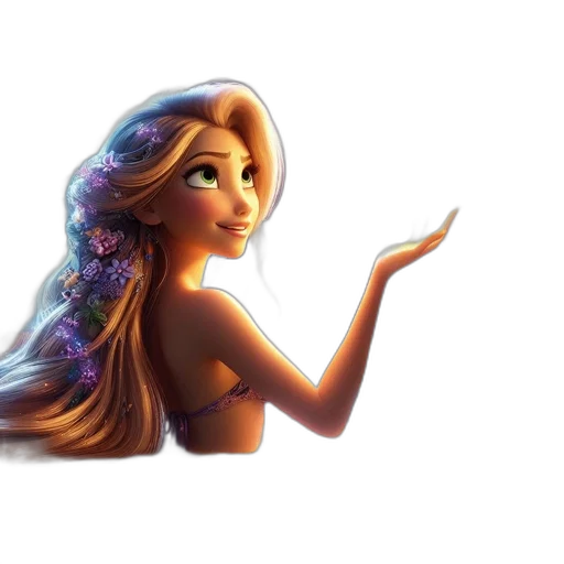 hair, dress, staff, jewelry transparent PNG cut-out