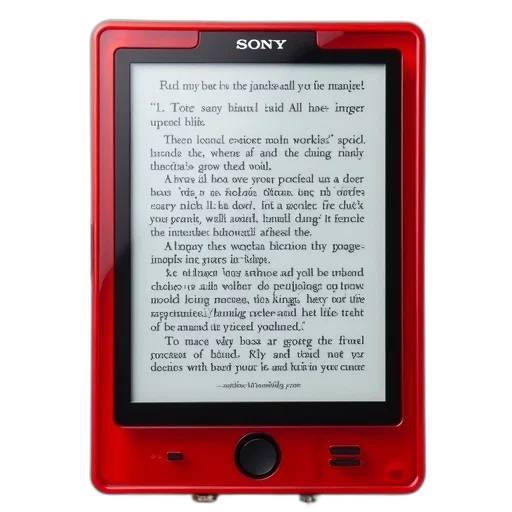 red, sony, e-reader, black transparent PNG cut-out
