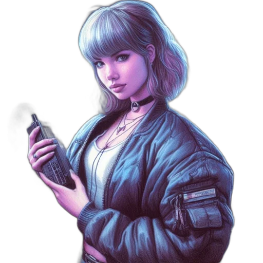jacket, robot, weapon, staff transparent PNG cut-out